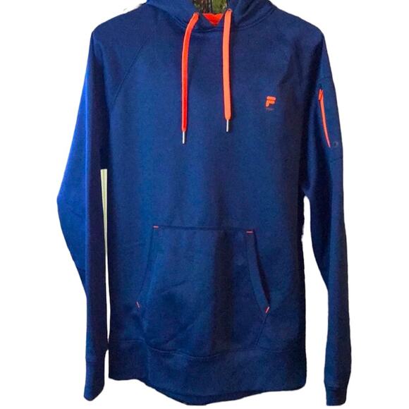 Men’s Sz Sm Fila Blue Orange FILA hit front orange ties arm zip pocket - Picture 1 of 4